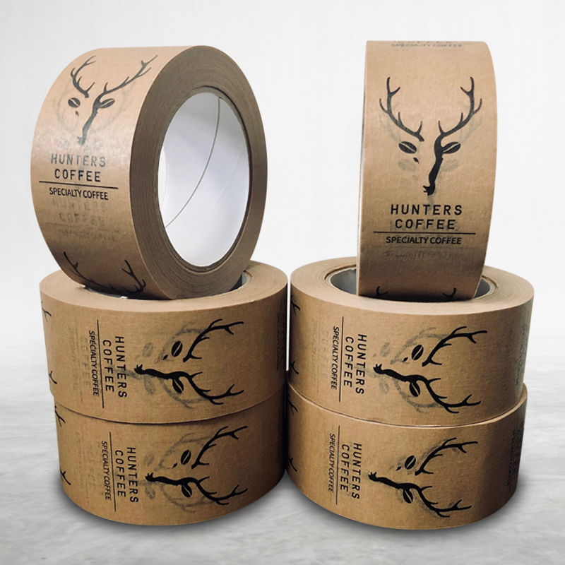 Adhesive custom printed packing paper tape Hunters Coffee